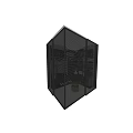 Modern Wardrobe Interior With Glass Doors Open Storage Shelves Hanging Rails Clothes Shoes Bags