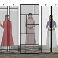 Modern partition glass screen partition 3d model