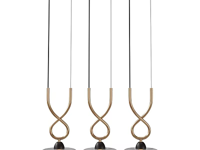 Three Modern Gold Pendant Lights With Unique Knot Design For Home Interior Decor 3d model