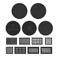 Road Facilities Featuring Circular Drainage Manhole Covers and Various Grates 3d model