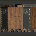 Traditional Colorful Decorative Cabinets With Floral Patterns Four Pieces One Open Door