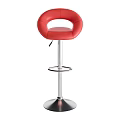 Red Leather Adjustable Bar Stools With Silver Metal Frame For Kitchen Counter 3d model