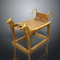 Vintage Brass Stool With Feline Legs Curved Armrests And Square Base