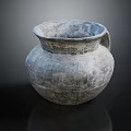 Ancient Pottery Jar With Intricate Woven Texture And Single Handle