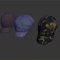 Stylish Caps Featuring Gray Striped And Camouflage Patterns For Daily Wear