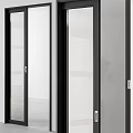Modern Glass Partition Doors With Black Frames And Transparent Panels For Office Or Home Interiors