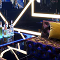 Modern KTV Interior Design With Geometric Lighting LED Screens And Sofa 3d model