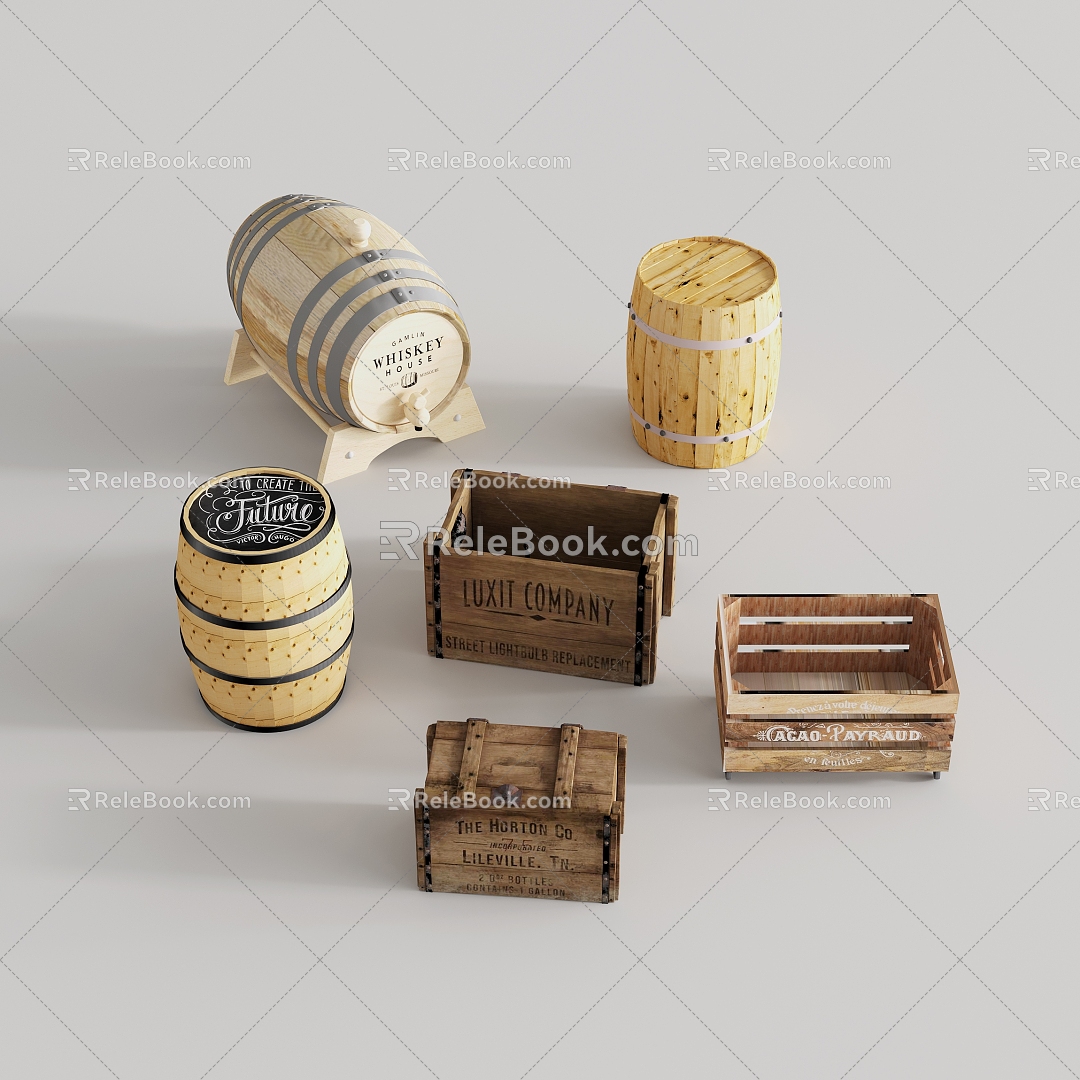 Modern wooden box express box storage box toolbox packing box beer box outdoor box model