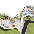 Modern Park Landscape With Winding Walkways Playground Facilities Green Lawns And Red Structures