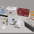 Essential Medical Devices Including First Aid Kits Stethoscope Blood Pressure Monitor And Supplies