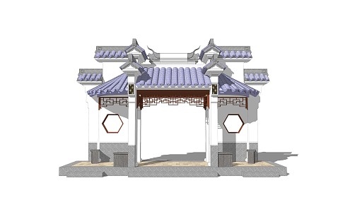 New Chinese-style Gate Entrance 3d model