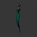 Game and Movie Character Mermaid with Green Body Colorful Headdress Outstretched Arms Blue Green Tail