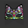 Colorful Cat Mask With Intricate Swirl Patterns And Sparkling Decorative Design