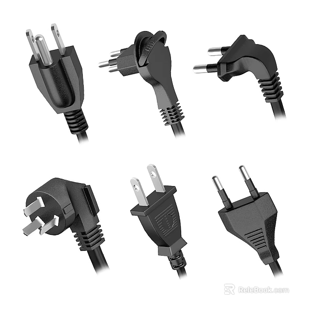 Various International Plug Types With Different Pin Designs For Global Electrical Use 3d model 