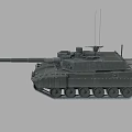 Modern Military Main Battle Tank With Long Barrel Tracks And Antennas