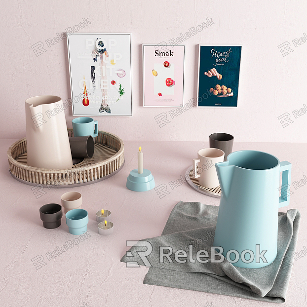 Modern cup teapot teacup candlestick jewelry combination model