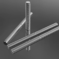 Stainless Steel Threaded Rods Arranged On Dark Background For Industrial Applications