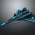 Cosmic Aerospace Futuristic Spaceship With Blue Black Streamlined Design And Cockpit