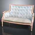 Classic Style Sectional Sofa with Wooden Frame Blue Green Patterned Fabric and Nailhead Trim