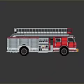 Red And Silver Toy Fire Truck Model With Ladder And Detailed Design