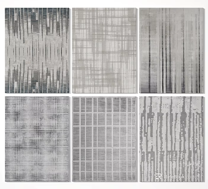 Modern Square Rugs With Geometric Patterns Textured Designs And Gray Tones 3d model