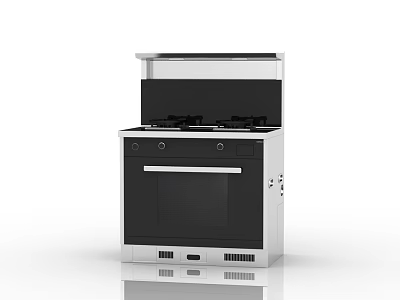 Modern Integrated Kitchen Cooker With Gas Hob Range Hood And Oven 3d model