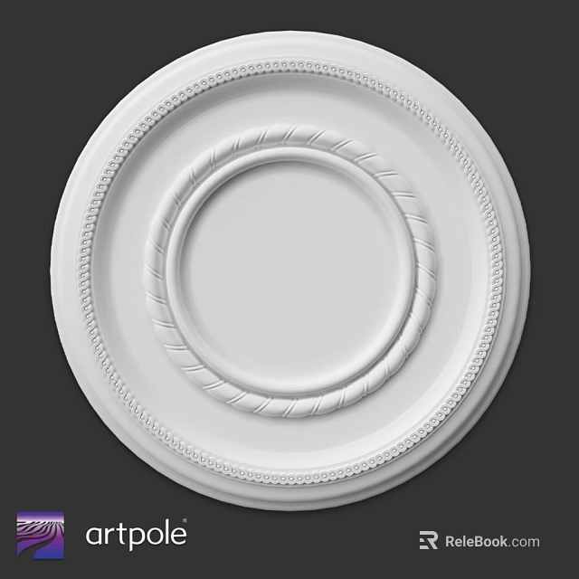 Circular Decorative Component With White Textured Design And Concentric Rope Patterns 3d model 