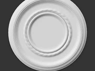 Circular Decorative Component With White Textured Design And Concentric Rope Patterns 3d model