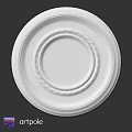 Circular Decorative Component With White Textured Design And Concentric Rope Patterns