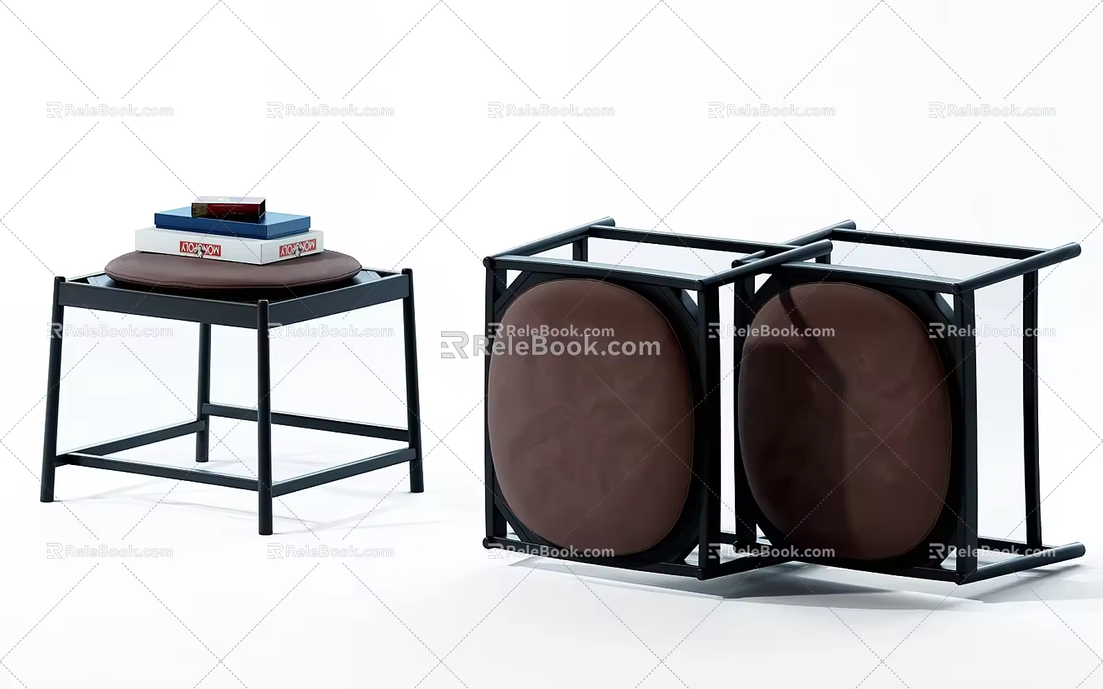 New Chinese Style Stool Low Stool Combination 3d model