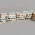 Light Yellow Multi Story Kindergarten Building With Multiple Units And Windows 3d model