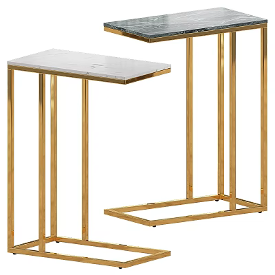 Modern Side Table With Marble Top And Gold Metal Frame For Living Room Decor 3d model