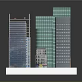 Cartoon Cityscape With Colorful Building Models On White Base And Dark Background
