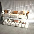Cozy Beige Modular Sofa Set With Multiple Colored Cushions And Sectional Design