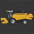 Yellow Agricultural Combine Harvester With Black Top And Large Wheels For Farming Operations