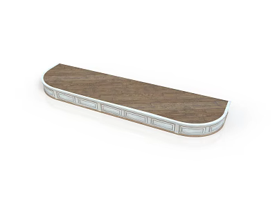 Wooden Console Shelf With Brown Top White Frame And Decorative Panels 3d model