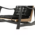 Modern Leisure Chair With Black Frame Wooden Backrest And Padded Seat