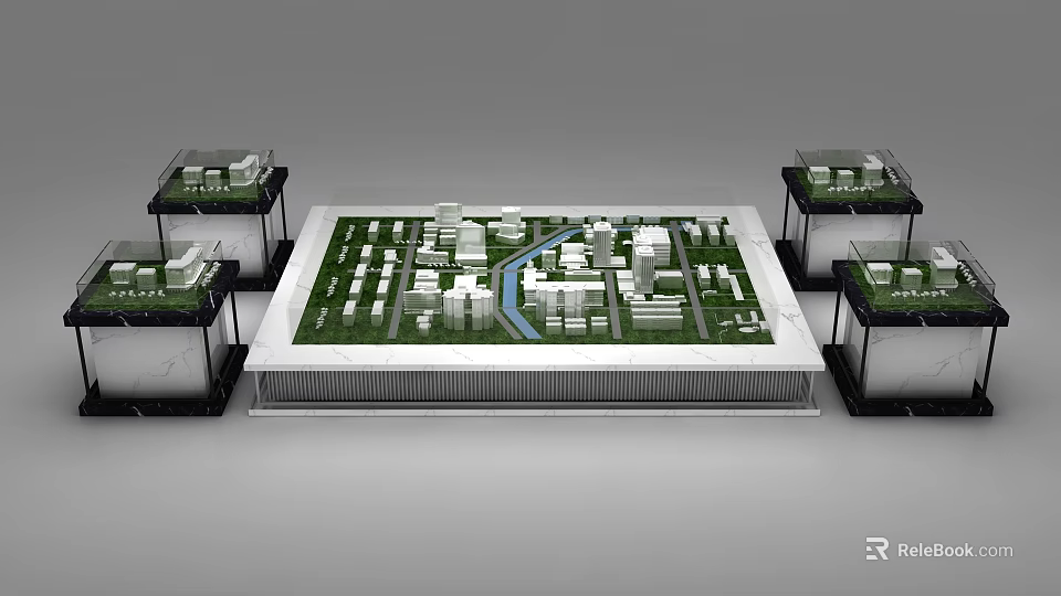 High Quality Commercial Equipment Exhibition Model With Display Stands And Lighting Structures 3d model 