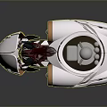 Futuristic White Motorcycle Featuring Transparent Cockpit Red Accents And Sleek Design