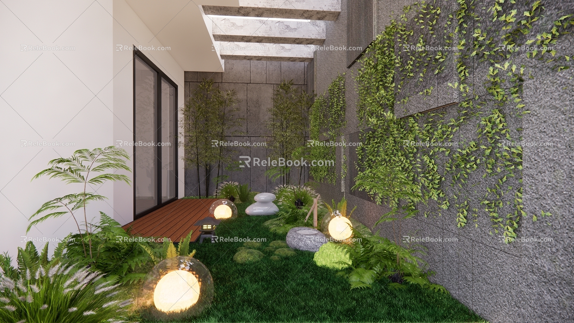 Modern Garden Residential Area Courtyard Entrance View 3d model