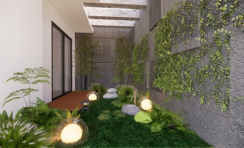 Modern Garden Residential Area Courtyard Entrance View 3d model