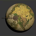 Vintage Globe With Wooden Base And Colorful Map Design On Stand