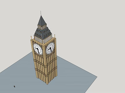 Iconic Clock Tower With Gothic Spire And White Clock Faces Structure 3d model
