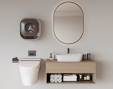 Modern washbasin toilet combination 3d model