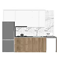 Modern Kitchen Interior Featuring White Upper Light Wood Lower Cabinets Marble Backsplash And Dishwasher 3d model