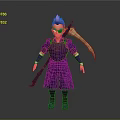 Cartoon Character With Purple Hair Sunglasses And Purple Outfit Holding Scythe
