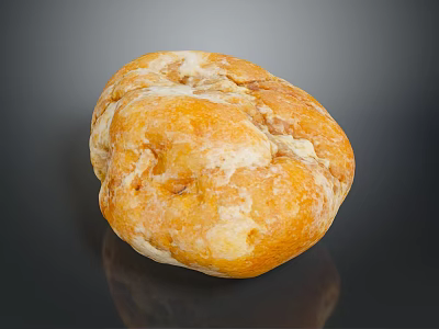 Handmade Round Bread With Golden Brown Crusty Surface And Soft Fluffy Interior 3d model