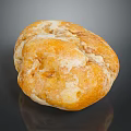 Handmade Round Bread With Golden Brown Crusty Surface And Soft Fluffy Interior 3d model