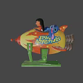 SPAX ADVENTURE Rocket Shaped Playground Ride With Cartoon Characters And Green Base
