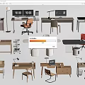 Desk Writing Desk and Chair Combination Office Desk and Chair Computer Desk 3d model